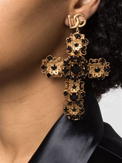 dolce and gabbana flower earrings|dolce gabbana cross earrings.